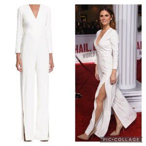 Veronica Beard Lagoon Wide Leg Jumpsuit White 4 Split Leg